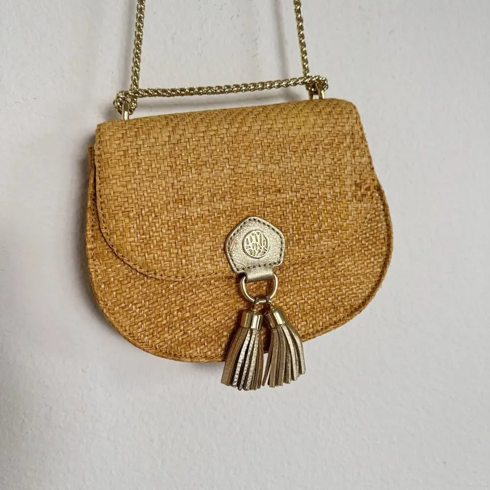 Lilly Pulitzer Sirena Straw One Shoulder Crossbody Bag Natural Boho Hippie - Picture 7 of 16